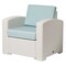 Homeroots 33" White Heavy Duty Plastic Outdoor Club Chair With Aqua Blue Cushion 565252 - alternate 1