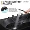 Anzzi Stone Belle 32in W x 67in D x 25in H Black Freestanding Bathtub with Black Faucet MN514BK_BK - alternate 2