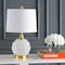 Jonathan Y Ilsa 22" Dotted Glass/Metal LED Table Lamp, White/Brass Gold JYL6200A - alternate 2