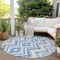 Homeroots 8' Navy Blue And Denim Blue Round Geometric Washable Indoor Outdoor Area Rug 581547 - alternate 2