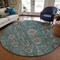 Homeroots 8' Teal Blue Aqua And Beige Round Oriental Washable Indoor Outdoor Area Rug 582136 - alternate 3