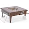 Leisuremod Walbrooke Outdoor Patio Aluminum Square Fire Pit Side Table with Lid and Fire Glass, Brown WBR-27-GL - alternate 2
