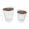 Lavish Home Set of 2 End Tables Nesting Tables with Removable Wood Tops, Metal Wire Baskets Round Side Furniture 80-ENDTBL-2 - alternate 2
