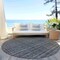 Homeroots 8' Gray And Silver Round Striped Washable Indoor Outdoor Area Rug 615051 - alternate 5