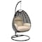 Leisuremod Charcoal Wicker Hanging Egg Swing Chair with Beige Cushions ESCCH-40BG - alternate 1