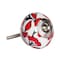 Homeroots Set of Twelve Red And White Ceramic Drawer Pull Knobs, 12PK 358084 - alternate 2