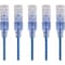 Monoprice Slim Cat6A Patch Cable, 5 Pack, 14 ft.Blue 15146 - alternate 1