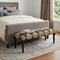 Homeroots 47in Tan And Black Black Leg Checkered Upholstered Bench 483753 - alternate 2