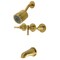 Kingston Brass Triple-Handle Tub and Shower Faucet with Knurled Handle, Brushed Brass KBX8137KNL - alternate 1