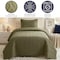 Lavish Home 2-Piece Twin Quilt Set Twin Bedspread and Pillow Sham with Embossed Diamond Pattern, Green 66-001-TG - alternate 2