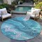 Homeroots 8' Teal Blue Gray And Ivory Round Abstract Washable Indoor Outdoor Area Rug 618210 - alternate 4