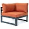 Leisuremod Chelsea 5-Piece Sectional Loveseat and Fireplace Set Black Aluminum with Orange Cushions CSFCBL-4OR - alternate 3
