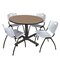 Regency Round Kobe Breakroom Table W/ 4 M Stack Chairs, 48 in W, 48 in L, Noble Oak TKB48RNDNO47GY - alternate 1