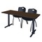 Regency Cain T-Base Training Seminar Table W/ 2 M Stack Chairs, 66 in W, 24 in L, Neo Walnut MTRCT6624NW47BK - alternate 1