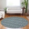 Homeroots 8' Round Teal Round Damask Washable Non Skid Indoor Outdoor Area Rug 563903 - alternate 5