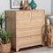 Baxton Studio Elsbeth Mid-Century Modern Oak Brown Finished Wood and Natural Rattan 5-Drawer Storage Cabinet 226-12954-ZORO - alternate 2