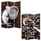 Homeroots 72" Brown Canvas Folding Three Panel Screen Room Divider 274630 - alternate 1