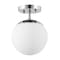 Jonathan Y Marcel Bistro 7.75" 1-Light Bohemian Farmhouse Iron/Frosted Glass LED Semi Flush Mount, Chrome/White JYL7499D - alternate 4