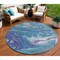 Homeroots 8' Teal Blue Purple And Pink Round Abstract Washable Indoor Outdoor Area Rug 602679 - alternate 1