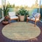 Homeroots 8' Beige Round Striped Washable Indoor Outdoor Area Rug 607952 - alternate 2