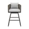 Homeroots 35" Light Gray Metal Swivel Low back Outdoor Counter Height Bar chair with Footrest 571164 - alternate 3