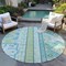 Homeroots 8' Mint Green Blue And Ivory Round Aztec Washable Indoor Outdoor Area Rug 598480 - alternate 4