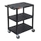 Luxor Utility Cart with Lipped Plastic Shelves, Polyethylene, 400 lb Load Capacity, 3 Shelves, 24 in L HE34-B - alternate 2
