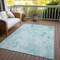Homeroots 9' X 12' Aqua Teal Blue And Ivory Floral Washable Indoor Outdoor Area Rug 583098 - alternate 3