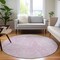 Homeroots 8' Pink And Ivory Round Geometric Washable Indoor Outdoor Area Rug 577579 - alternate 2