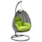 Leisuremod Charcoal Wicker Hanging Egg Swing Chair with Light Green Cushions ESCCH-40LG - alternate 1