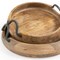 Homeroots Set of Two Brown Solid Wood Round Trays With Handles 574111 - alternate 2