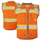 Dome75 Safety Vest, Polyester, Reinforced Front Zipper Closure Closure, HiVis Orange/HiVis Yellow Contrast OV6123 - alternate 1