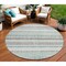 Homeroots 8' Teal Blue And Gray Round Striped Washable Indoor Outdoor Area Rug 632247 - alternate 1