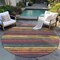 Homeroots 8' Granite Gray Copper And Yellow Round Striped Washable Indoor Outdoor Area Rug 598892 - alternate 3