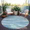Homeroots 8' Teal Blue And Ivory Round Abstract Washable Indoor Outdoor Area Rug 613129 - alternate 3