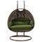 Leisuremod Mendoza Dark Brown Wicker Hanging 2 person Egg Swing Chair with Dark Green Cushions MSCDBR-53DG - alternate 4