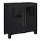 Homeroots 32" Black Wood And Glass Accent Cabinet With Two Doors 546163 - alternate 1