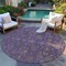Homeroots 8' Purple Beige And Taupe Round Floral Washable Indoor Outdoor Area Rug 582304 - alternate 2