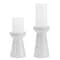 Homeroots Set of Two White And Gray Marble Tabletop Pillar Candle Holders, 2PK 634842 - alternate 1