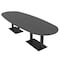 Skutchi Designs Boval Conference Table With Power Unit, 48 in W, 144 in L, Grey HAR-BOVL-48X144-DOU.BK-WA7949-NA - alternate 1