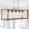 Jonathan Y Zeniba 36" 5-Light Linear Adjustable Iron/Seeded Glass Rustic Farmhouse LED Pendant, Brown JYL7478A - alternate 4