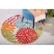 Homeroots 4' Green Orange Red And Blue Round Floral Indoor Outdoor Area Rug 546643 - alternate 4