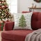 Homeroots 18" White And Green Cotton Merry Christmas Throw Pillow With Embroidery 719256 - alternate 1