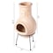 Vintiquewise Beige Outdoor Clay Chiminea Fireplace Sun Design Charcoal Burning Fire Pit with Metal Stand Fire Pit QI004601 - alternate 3