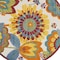 Homeroots 5' Ivory Blue Orange Red And Yellow Round Floral Indoor Outdoor Area Rug 546843 - alternate 5