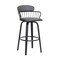 Homeroots 30" Gray And Black Faux Leather Swivel Low Back Bar Height Bar Chair 534443 - alternate 1