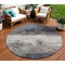 Homeroots 8' Gray Black And Brown Round Abstract Washable Indoor Outdoor Area Rug 603025 - alternate 1