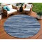 Homeroots 8' Blue And Navy Blue Round Abstract Washable Indoor Outdoor Area Rug 613081 - alternate 1