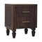 Homeroots 22" Mocha Solid Wood Round Two Drawer Nightstand 722585 - alternate 1