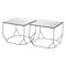 Homeroots Set of Two Silver and Bronze Mirrored Glass and Steel Square Abstract Bunching Coffee Tables 572205 - alternate 4